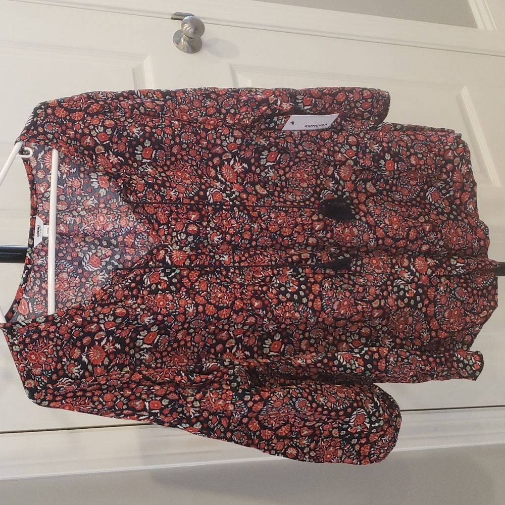 Womens tunic, size XXL, orange and blue, 3/4 sleeved, NWT
